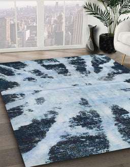 Machine Washable Abstract Blue Rug in a Family Room, wshabs914