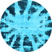 Round Abstract Light Blue Modern Rug, abs914lblu