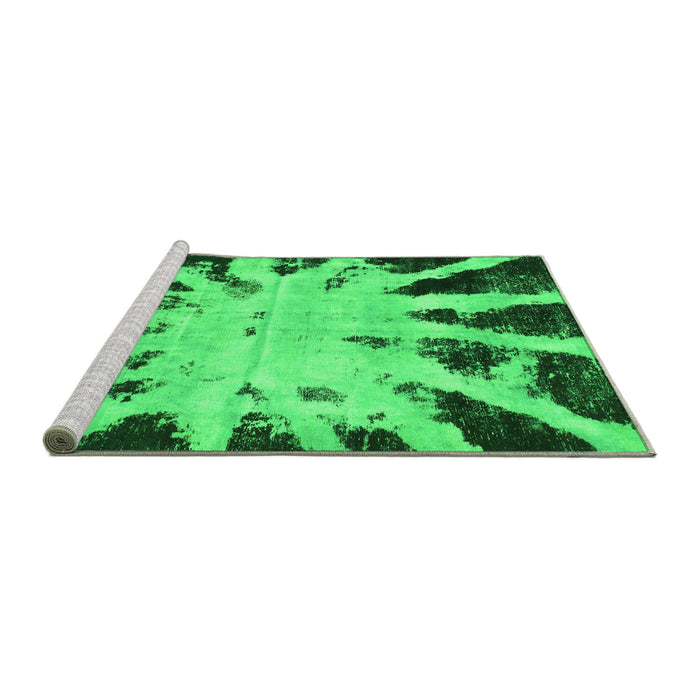 Sideview of Machine Washable Abstract Green Modern Area Rugs, wshabs914grn