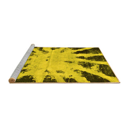 Sideview of Machine Washable Abstract Yellow Modern Rug, wshabs914yw