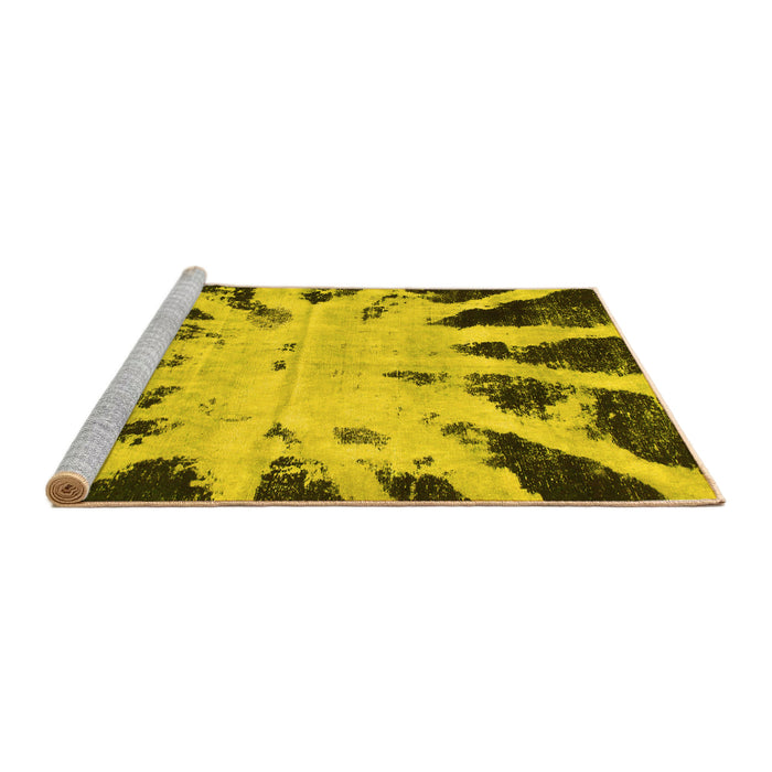 Sideview of Machine Washable Abstract Yellow Modern Rug, wshabs914yw