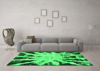 Machine Washable Abstract Green Modern Rug, wshabs914grn