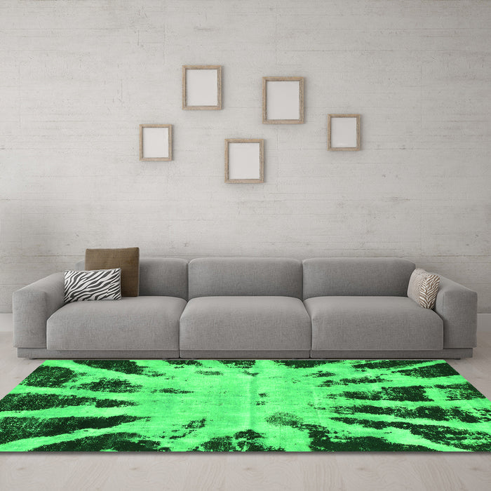 Machine Washable Abstract Green Modern Area Rugs in a Living Room,, wshabs914grn
