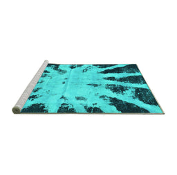 Sideview of Machine Washable Abstract Turquoise Modern Area Rugs, wshabs914turq