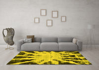 Machine Washable Abstract Yellow Modern Rug, wshabs914yw