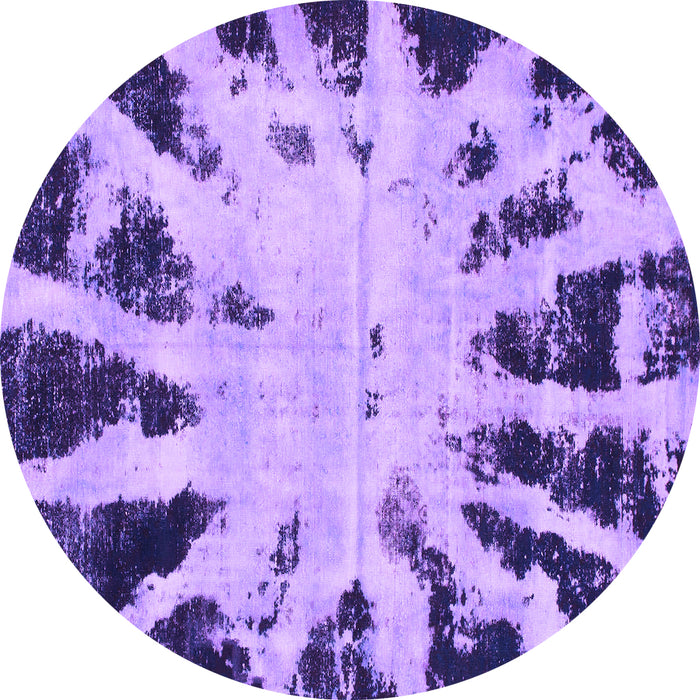 Round Machine Washable Abstract Purple Modern Area Rugs, wshabs914pur
