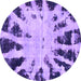 Round Machine Washable Abstract Purple Modern Area Rugs, wshabs914pur