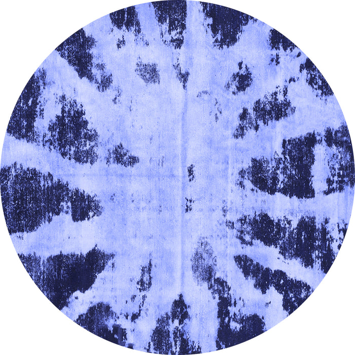 Round Machine Washable Abstract Blue Modern Rug, wshabs914blu