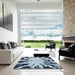 Square Abstract Blue Modern Rug in a Living Room, abs914