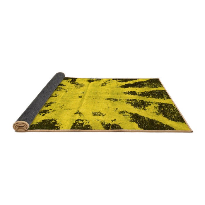 Sideview of Abstract Yellow Modern Rug, abs914yw