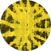 Round Abstract Yellow Modern Rug, abs914yw