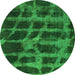 Round Machine Washable Abstract Green Modern Area Rugs, wshabs915grn