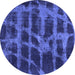 Round Abstract Blue Modern Rug, abs915blu