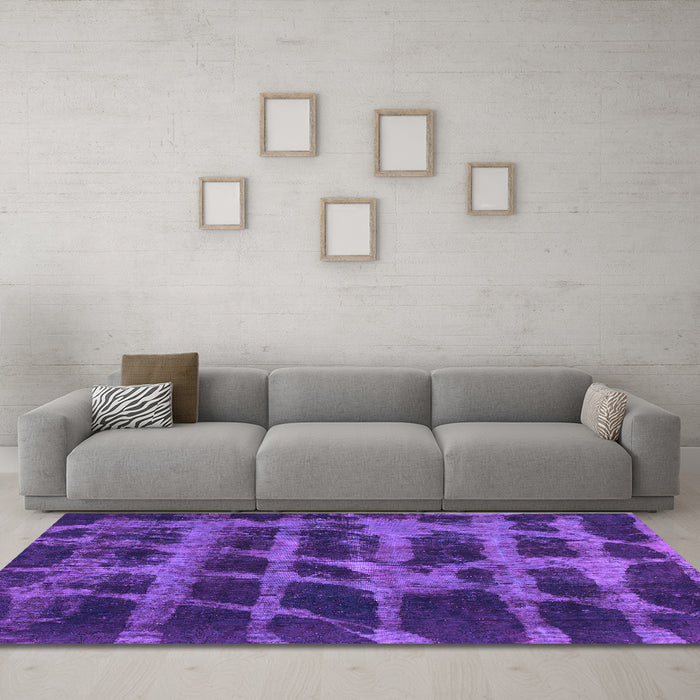 Machine Washable Abstract Purple Modern Area Rugs in a Living Room, wshabs915pur
