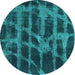 Round Abstract Turquoise Modern Rug, abs915turq