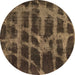 Round Abstract Brown Modern Rug, abs915brn