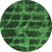 Round Abstract Emerald Green Modern Rug, abs915emgrn