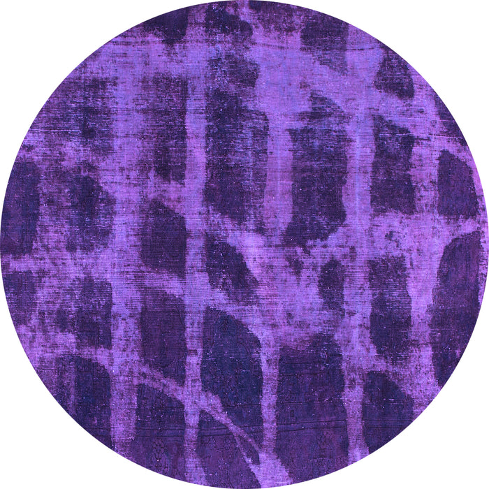 Round Machine Washable Abstract Purple Modern Area Rugs, wshabs915pur