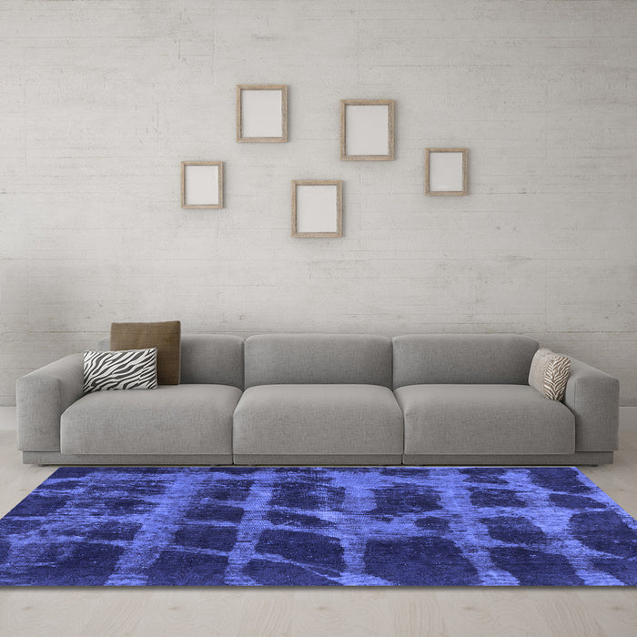 Machine Washable Abstract Blue Modern Rug in a Living Room, wshabs915blu