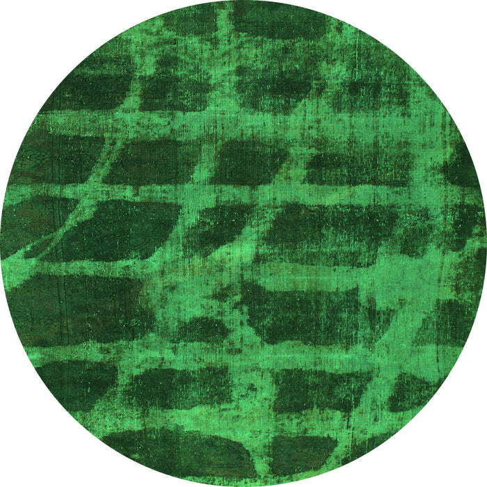 Round Abstract Green Modern Rug, abs915grn