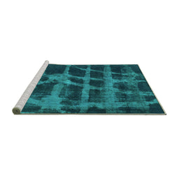Sideview of Machine Washable Abstract Turquoise Modern Area Rugs, wshabs915turq
