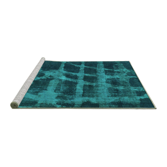 Sideview of Machine Washable Abstract Turquoise Modern Area Rugs, wshabs915turq