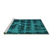 Sideview of Machine Washable Abstract Turquoise Modern Area Rugs, wshabs915turq