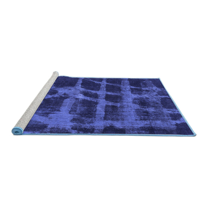 Sideview of Machine Washable Abstract Blue Modern Rug, wshabs915blu