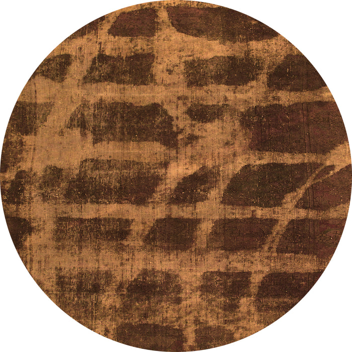 Round Abstract Orange Modern Rug, abs915org