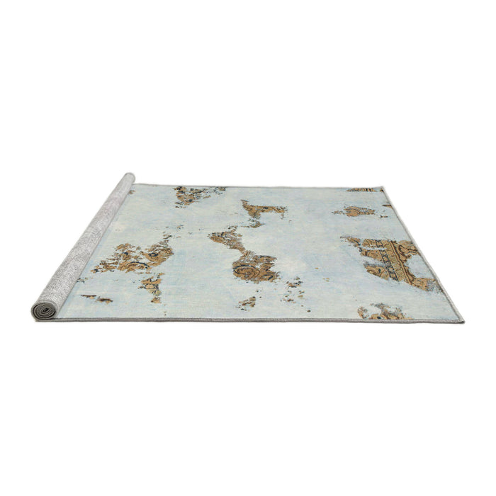 Sideview of Machine Washable Abstract Sage Green Rug, wshabs916