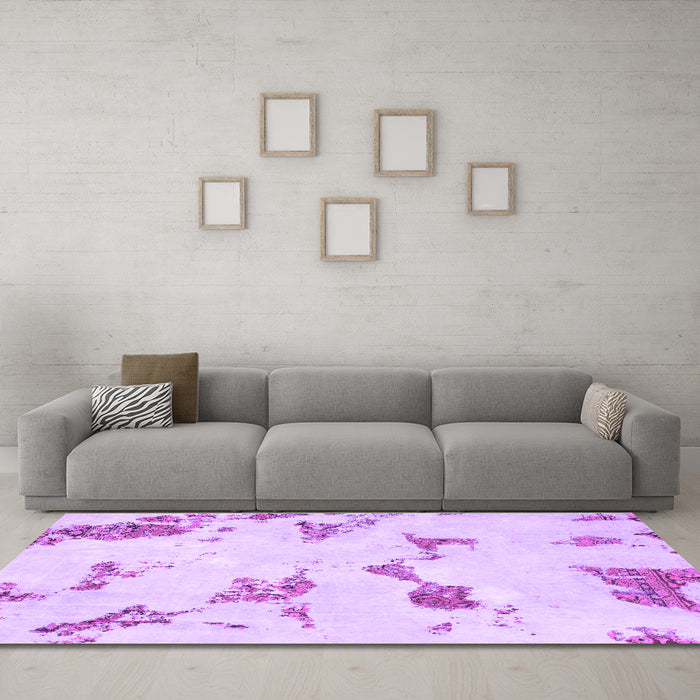 Machine Washable Abstract Purple Modern Area Rugs in a Living Room, wshabs916pur