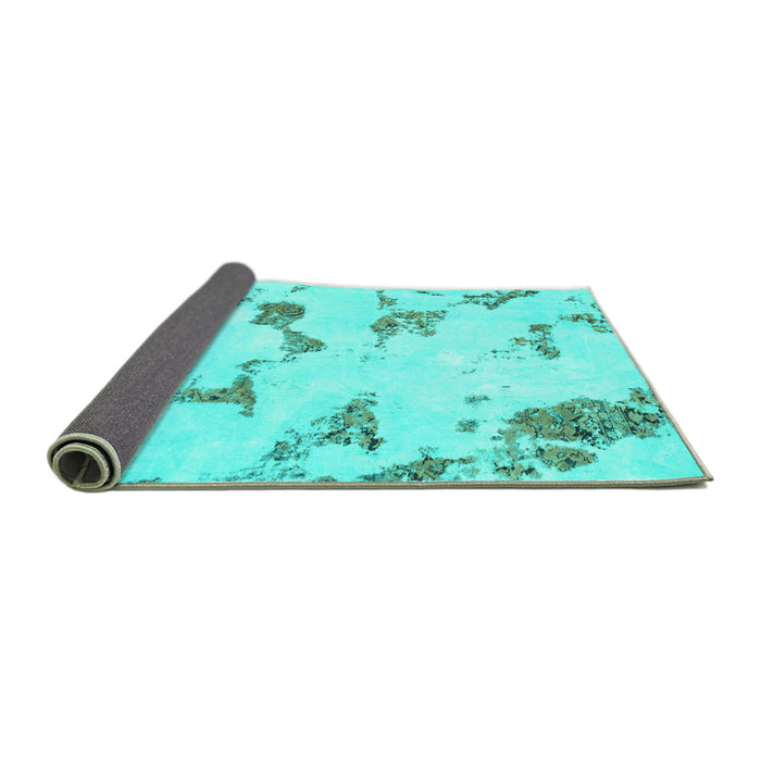 Sideview of Abstract Turquoise Modern Rug, abs916turq