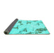 Sideview of Abstract Turquoise Modern Rug, abs916turq