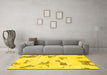 Machine Washable Abstract Yellow Modern Rug in a Living Room, wshabs916yw