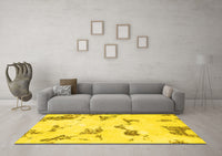 Machine Washable Abstract Yellow Modern Rug, wshabs916yw