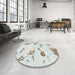 Round Abstract Sage Green Modern Rug in a Office, abs916