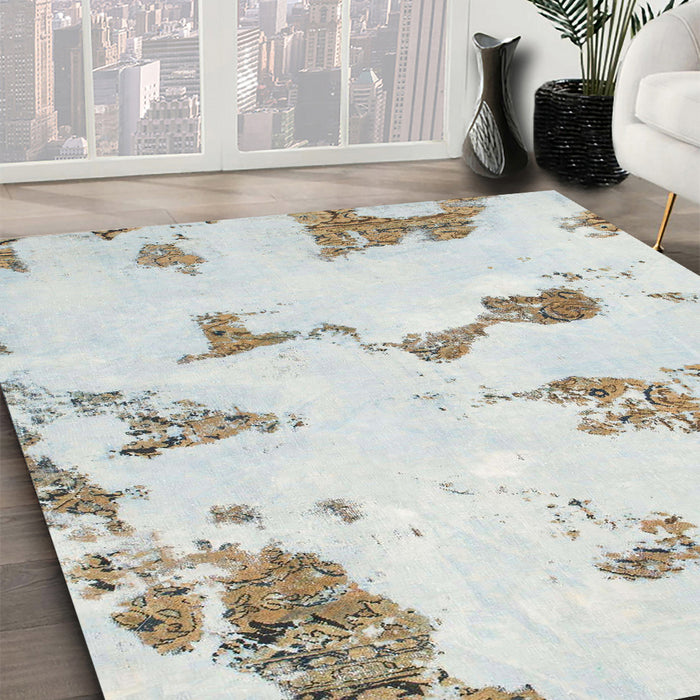 Machine Washable Abstract Sage Green Rug in a Family Room, wshabs916