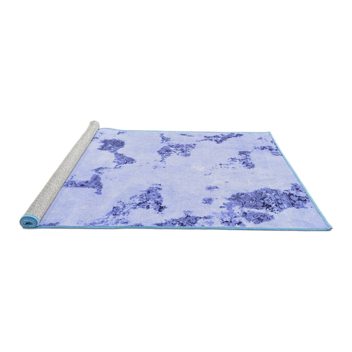 Sideview of Machine Washable Abstract Blue Modern Rug, wshabs916blu