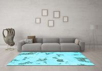 Machine Washable Abstract Light Blue Modern Rug, wshabs916lblu