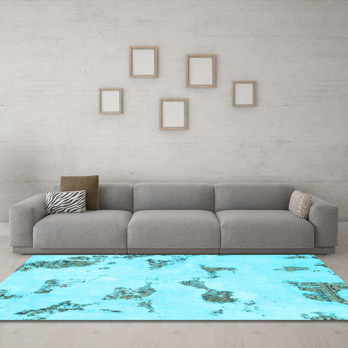 Machine Washable Abstract Light Blue Modern Rug in a Living Room, wshabs916lblu