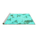 Sideview of Machine Washable Abstract Turquoise Modern Area Rugs, wshabs916turq