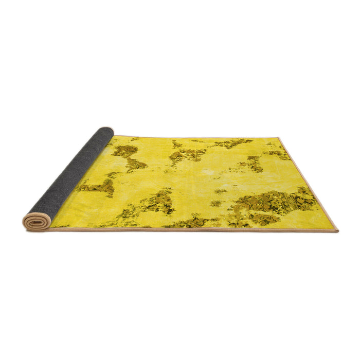 Sideview of Abstract Yellow Modern Rug, abs916yw