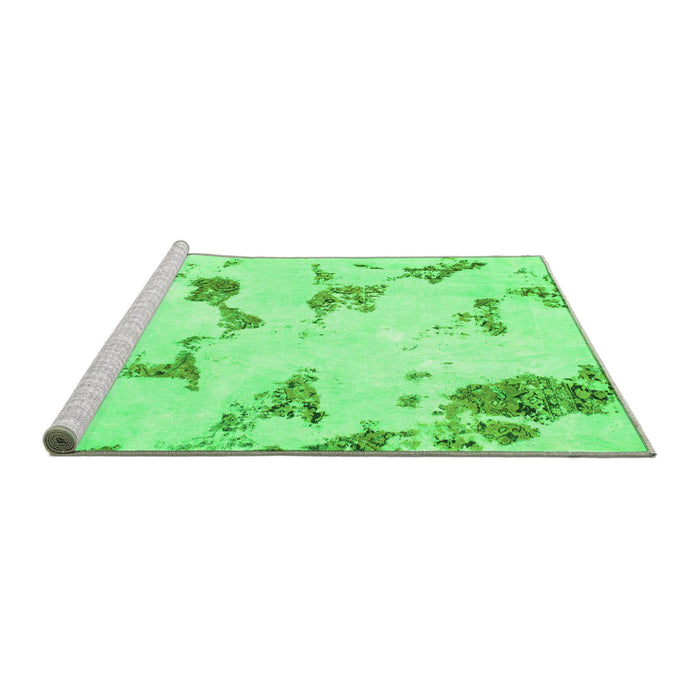 Sideview of Machine Washable Abstract Green Modern Area Rugs, wshabs916grn