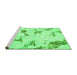 Sideview of Machine Washable Abstract Green Modern Area Rugs, wshabs916grn