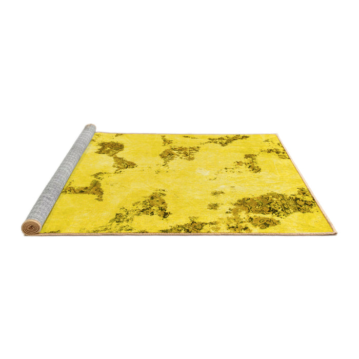 Sideview of Machine Washable Abstract Yellow Modern Rug, wshabs916yw