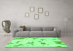 Machine Washable Abstract Green Modern Area Rugs in a Living Room,, wshabs916grn