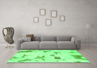 Machine Washable Abstract Green Modern Rug, wshabs916grn