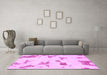 Machine Washable Abstract Pink Modern Rug in a Living Room, wshabs916pnk