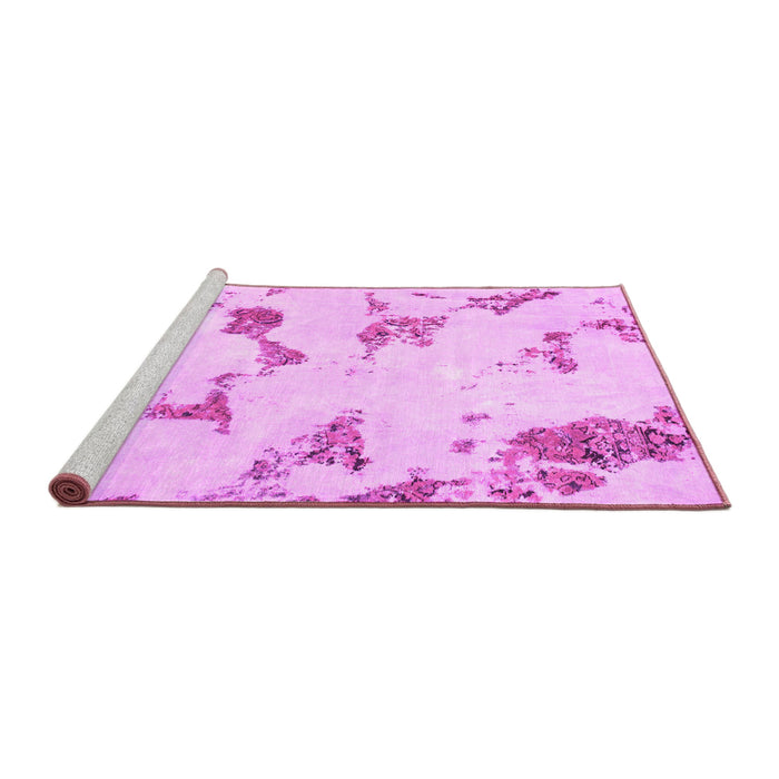 Sideview of Machine Washable Abstract Pink Modern Rug, wshabs916pnk