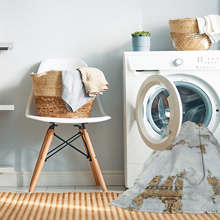 Machine Washable Abstract Sage Green Rug in a Washing Machine, wshabs916